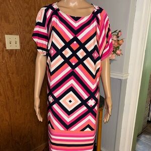 Studio One New York 1X Plus Size Geometric Shift Dress